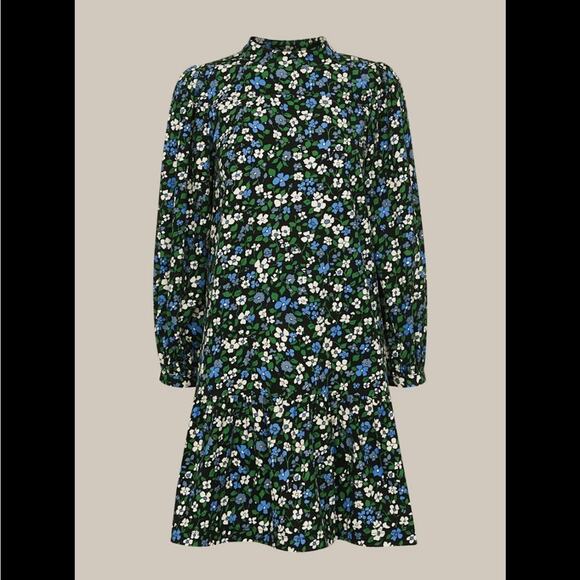 Whistles $239 Multicolour Floral Baby Cord Dress corduroy black green blue US 8 - Picture 1 of 9